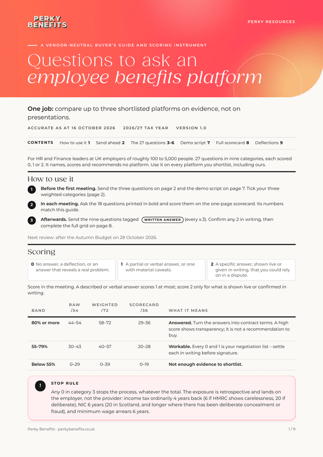 First page of the benefits platform buyer's guide