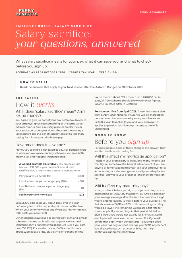 First page of the salary sacrifice employee faq