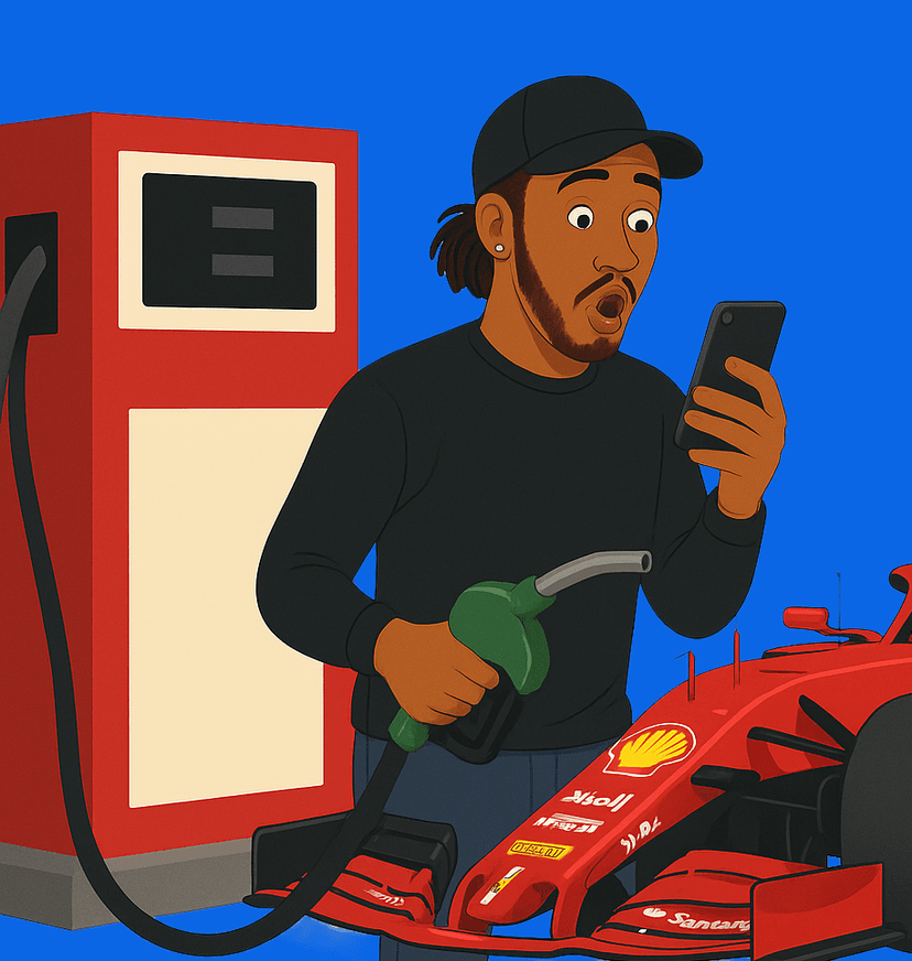 Person at fuel pump looking at phone