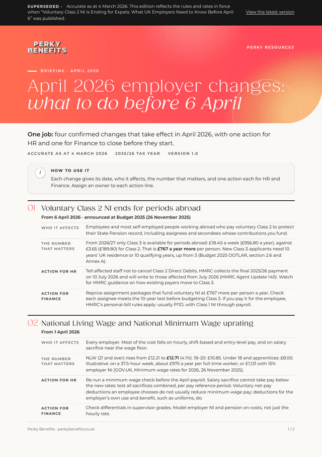 First page of the employer changes briefing, edition as at 4 March 2026